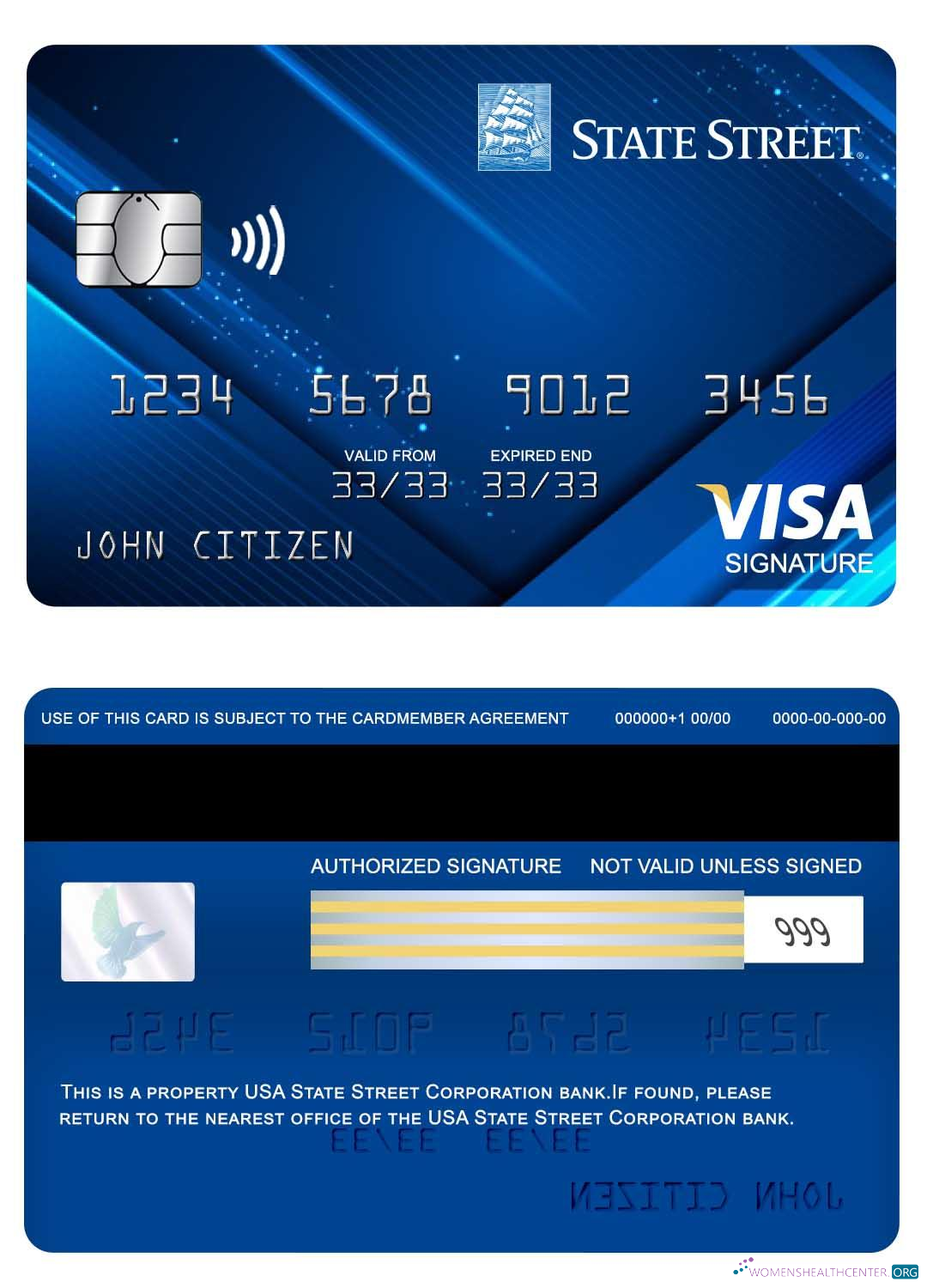 Download USA State Street Corporation bank signature card Photoshop template